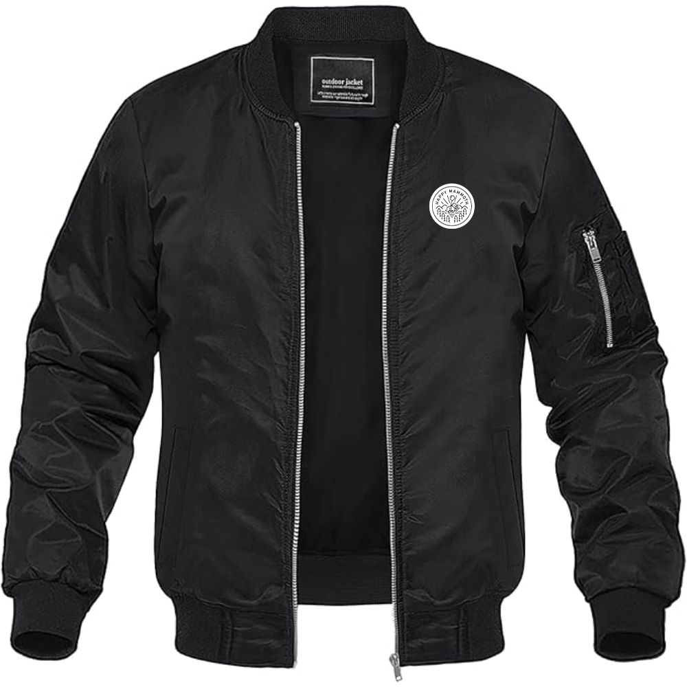 Men's Happy Mammoth Logo Lightweight Bomber Jacket Windbreaker Softshell Varsity Jacket Coat