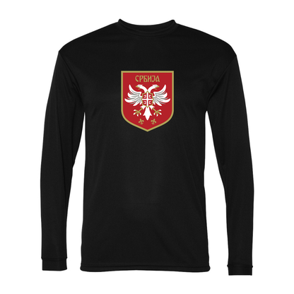 Men's Serbia National Football Soccer Team Logo Performance Long Sleeve T-Shirt