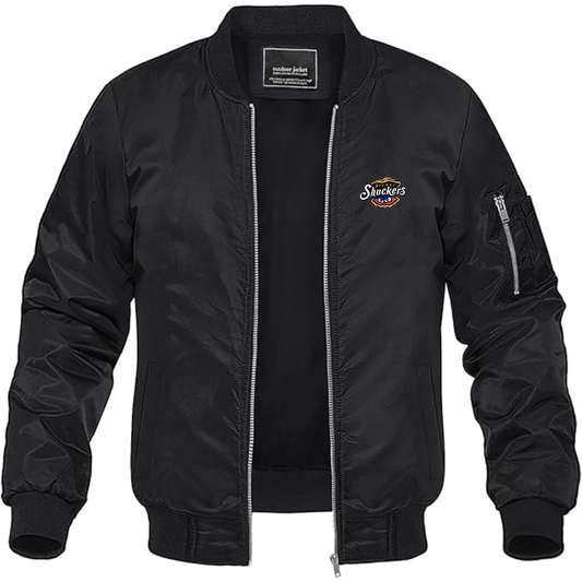 Men's Biloxi Shuckers Logo Lightweight Bomber Jacket Windbreaker Softshell Varsity Jacket Coat