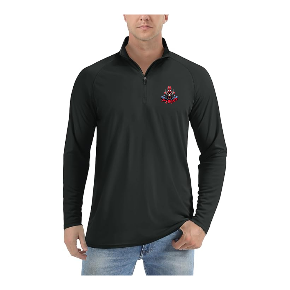 Men's Spider-Man 2025  Lightweight Quarter-Zip Athletic Shirt Long Sleeve Performance Wear