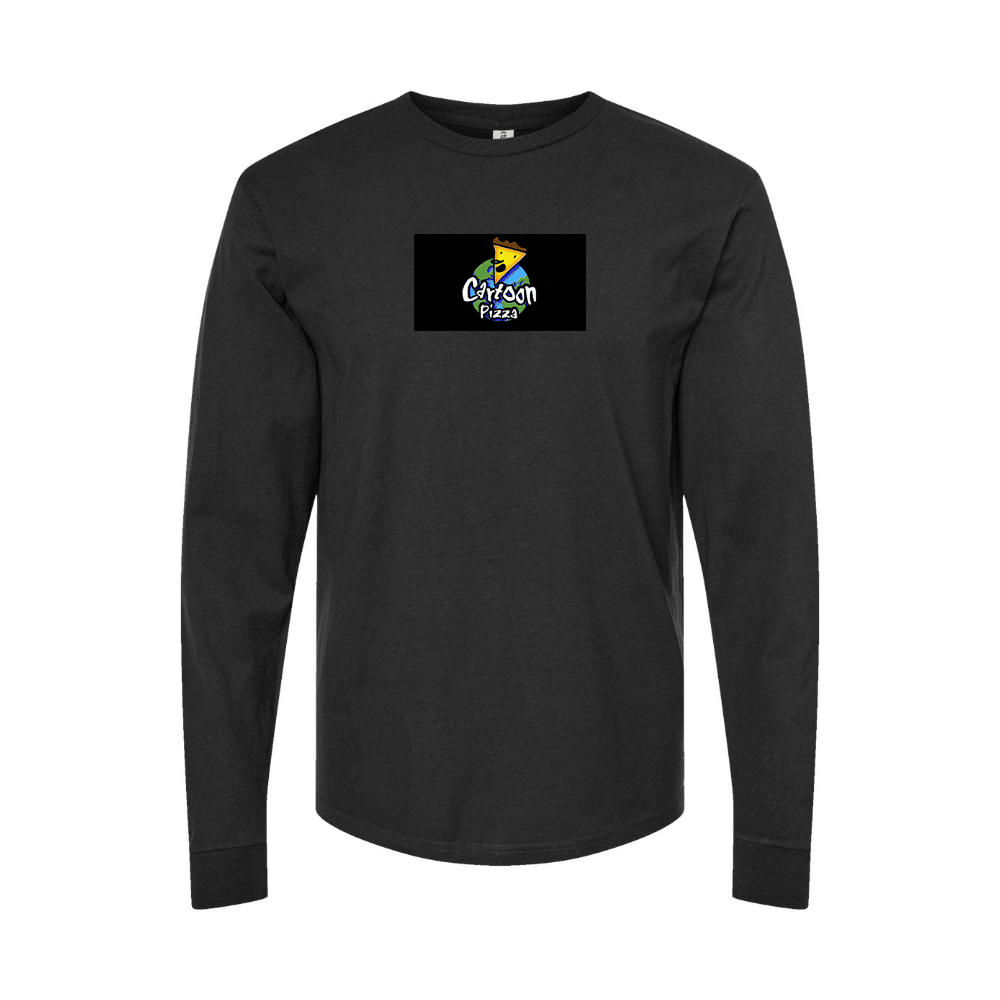 Youth Cartoon Pizza Logo Cotton Long Sleeve T-Shirt