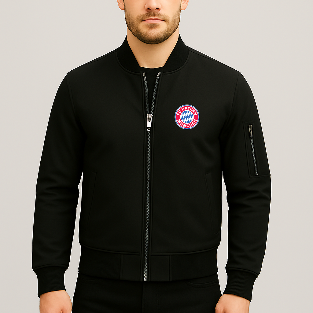 Men's F.C. Bayern Munchen Soccer Lightweight Bomber Jacket - Black