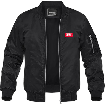 Men's Diesel Logo Lightweight Bomber Jacket Windbreaker Softshell Varsity Jacket Coat