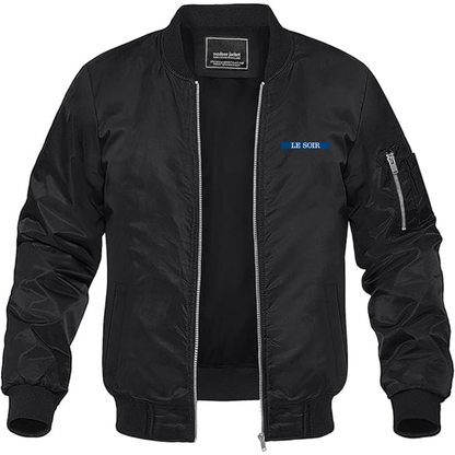 Men's Le soir Logo Lightweight Bomber Jacket Windbreaker Softshell Varsity Jacket Coat