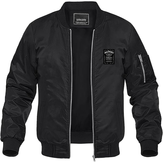 Men's Jack Daniels Logo Lightweight Bomber Jacket Windbreaker Softshell Varsity Jacket Coat