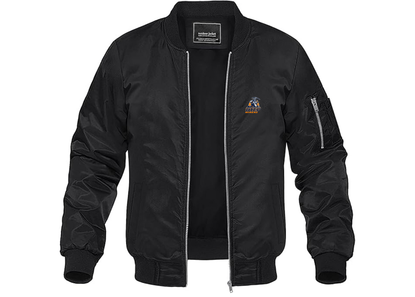 Men's UTEP Miners Lightweight Bomber Jacket Windbreaker Softshell Varsity Jacket Coat