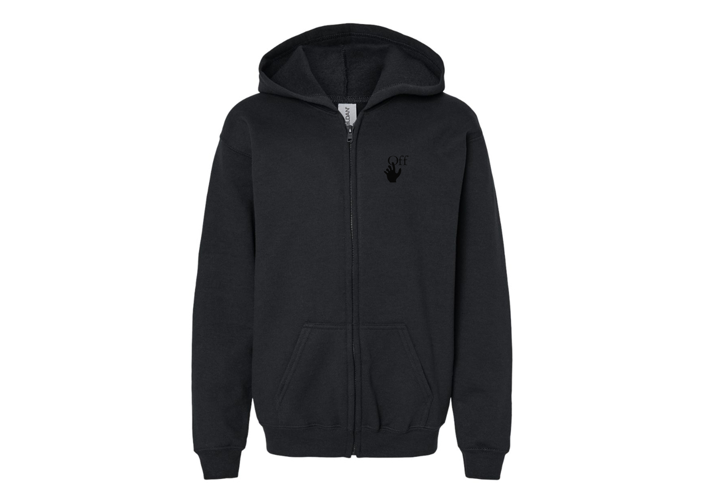 Gildan Heavy Blend Youth Off-White Hand Full Zip Hooded Sweatshirt
