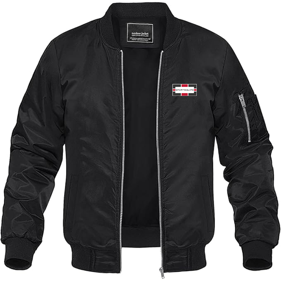 Men's Sportequipe Logo Lightweight Bomber Jacket Windbreaker Softshell Varsity Jacket Coat