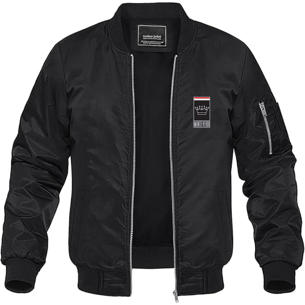 Men's Monteverdi Logo Lightweight Bomber Jacket Windbreaker Softshell Varsity Jacket Coat