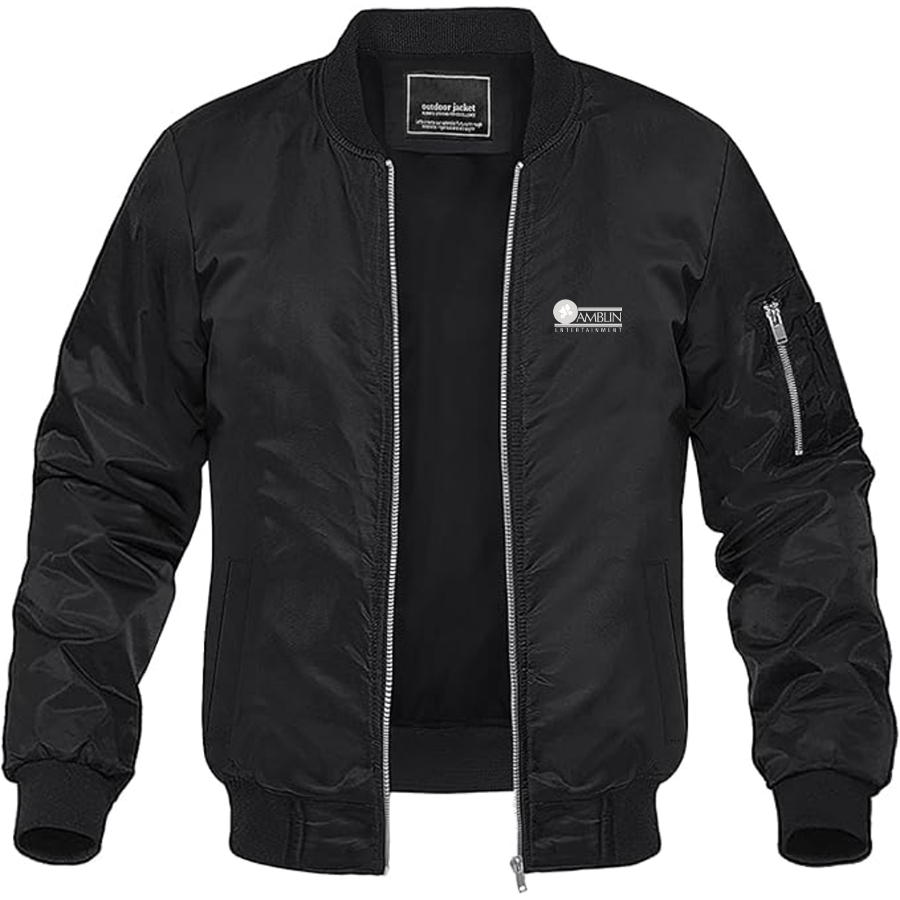 Men's Amblin Entertainment Logo Lightweight Bomber Jacket Windbreaker Softshell Varsity Jacket Coat