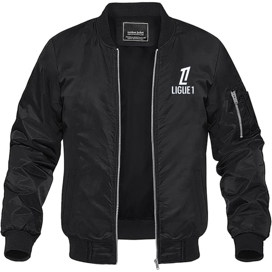Men's Ligue 1 Logo Lightweight Bomber Jacket - Black