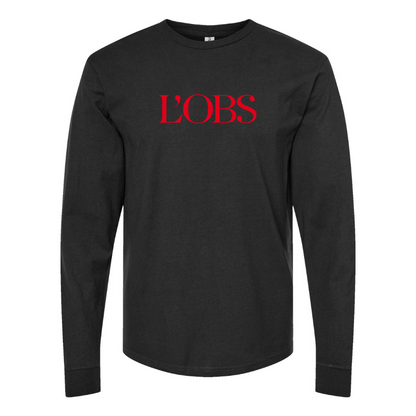 Men's  L'OBS Logo Cotton Long Sleeve T-Shirt