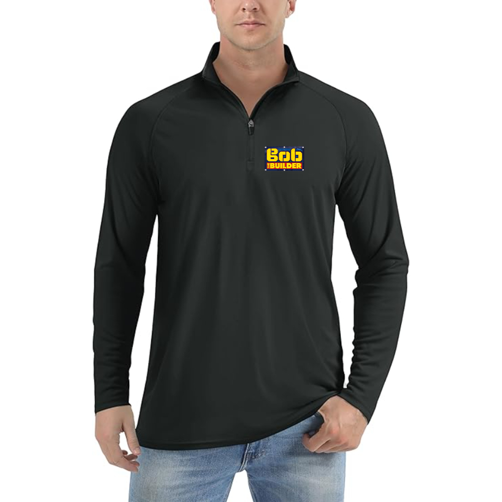 Men's Bob the Builder Logo Lightweight Quarter-Zip Athletic Shirt Long Sleeve Performance Wear