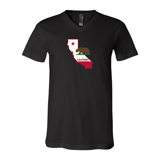 California Bear Map  BELLA  CANVAS - Jersey V-Neck T-Shirt