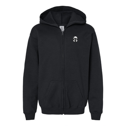 Youth Star Wars Boba Fett Helmet  Gildan Heavy Blend Full Zip Hooded Sweatshirt