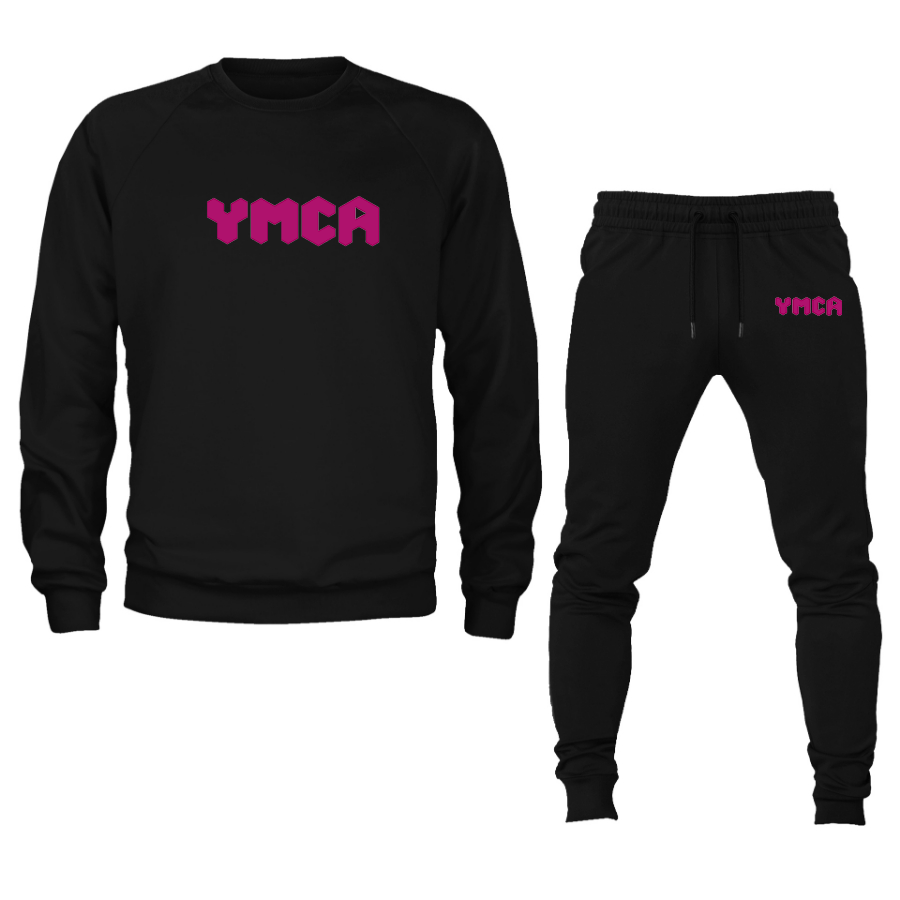 Men's   YMCA Mauve  Crewneck Sweatshirt Joggers Suit