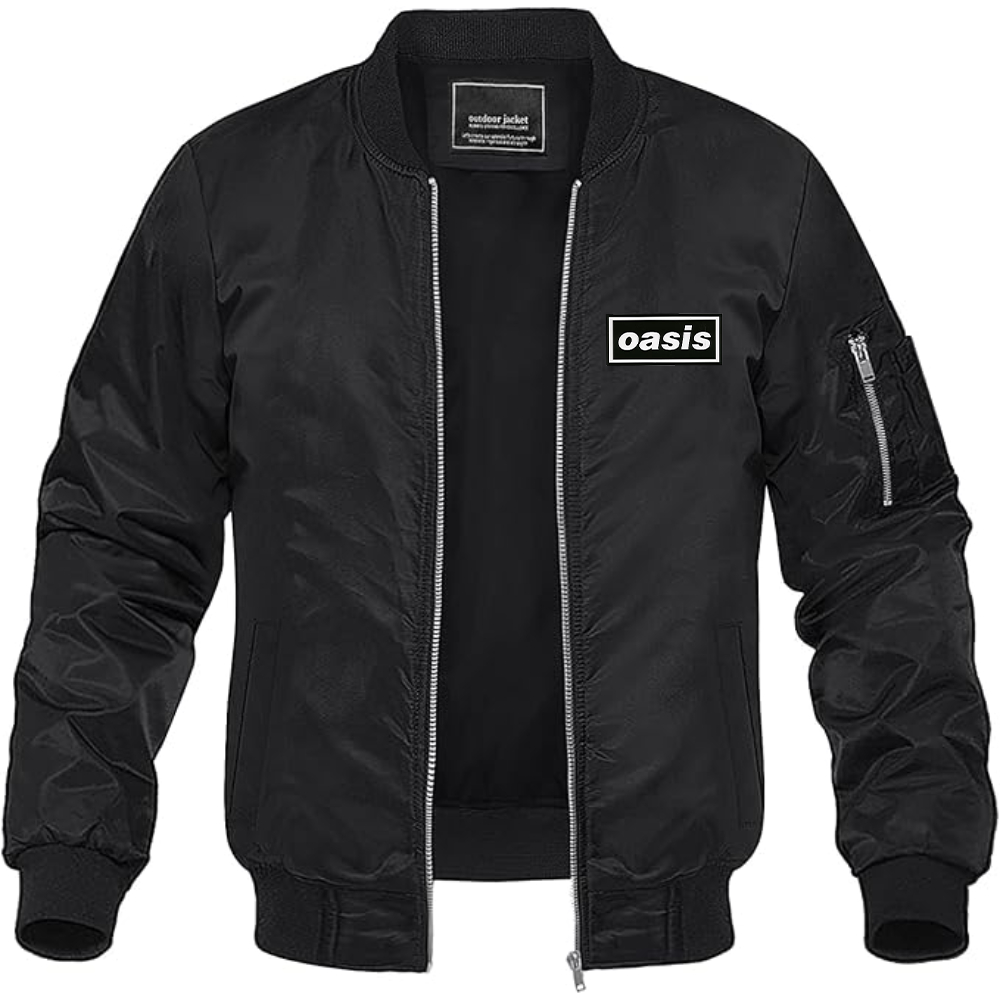 Men's Oasis Logo Lightweight Bomber Jacket Windbreaker Softshell Varsity Jacket Coat
