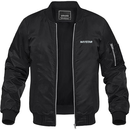 Men's Navistar Logo Lightweight Bomber Jacket Windbreaker Softshell Varsity Jacket Coat