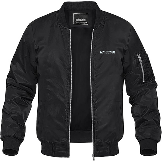 Men's Navistar Logo Lightweight Bomber Jacket Windbreaker Softshell Varsity Jacket Coat