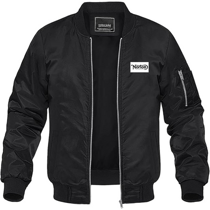 Men's Norton Logo Lightweight Bomber Jacket Windbreaker Softshell Varsity Jacket Coat