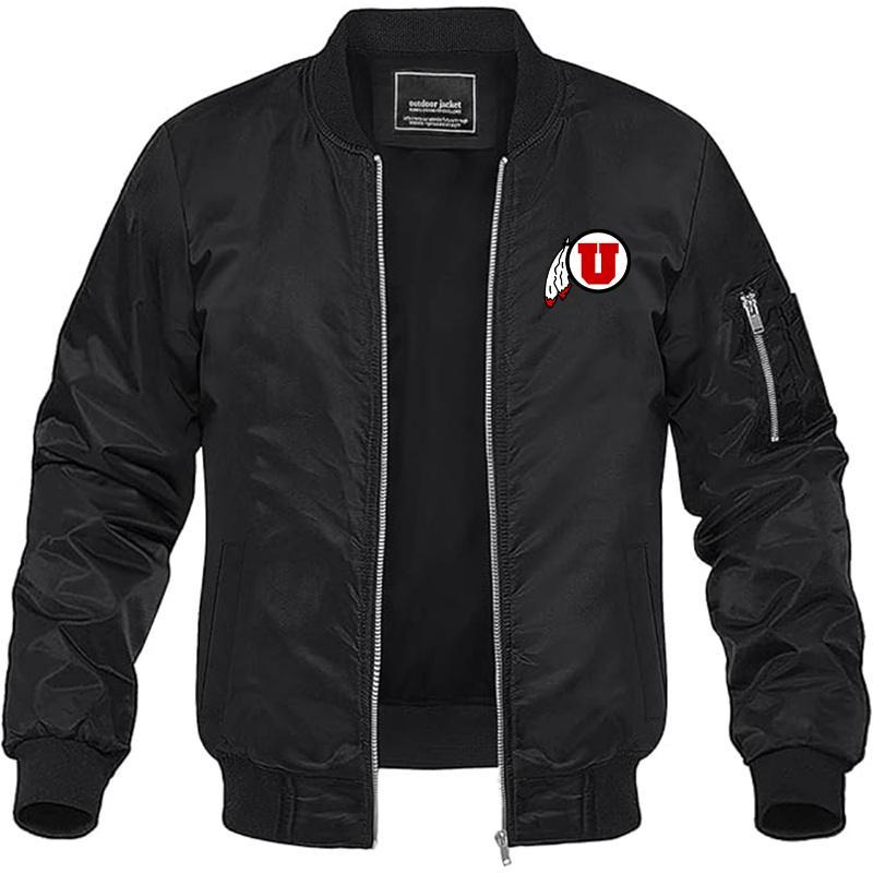 Men's Utah Utes Lightweight Bomber Jacket - Black