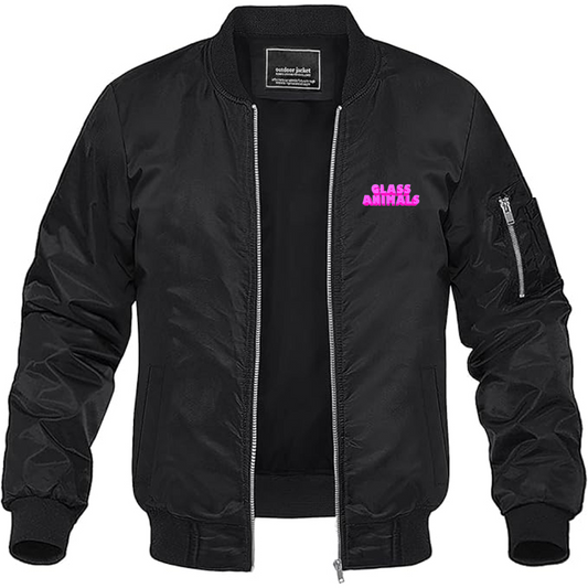 Men's Glass Animals Logo Lightweight Bomber Jacket Windbreaker Softshell Varsity Jacket Coat