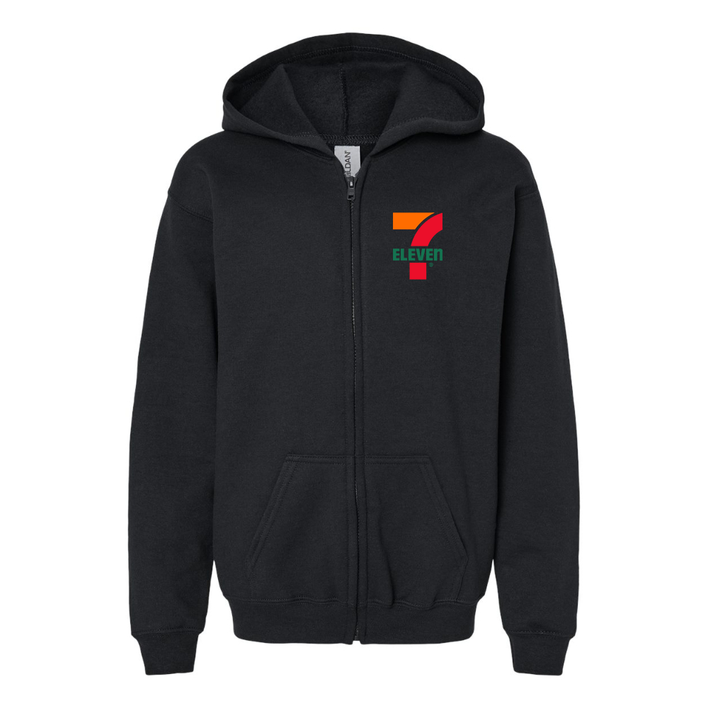 Gildan Heavy Blend Youth 7 Eleven Logo Full Zip Hooded Sweatshirt