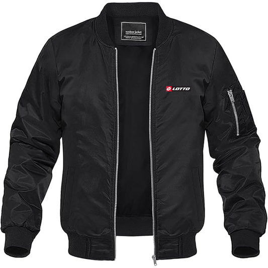 Men's Lotto Logo Lightweight Bomber Jacket Windbreaker Softshell Varsity Jacket Coat