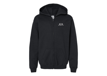 Gildan Heavy Blend Youth Oakley Logo Full Zip Hooded Sweatshirt