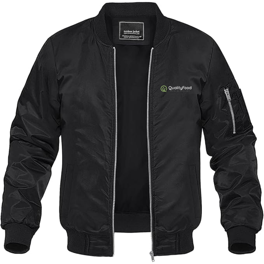 Men's Quality Food Logo Lightweight Bomber Jacket Windbreaker Softshell Varsity Jacket Coat
