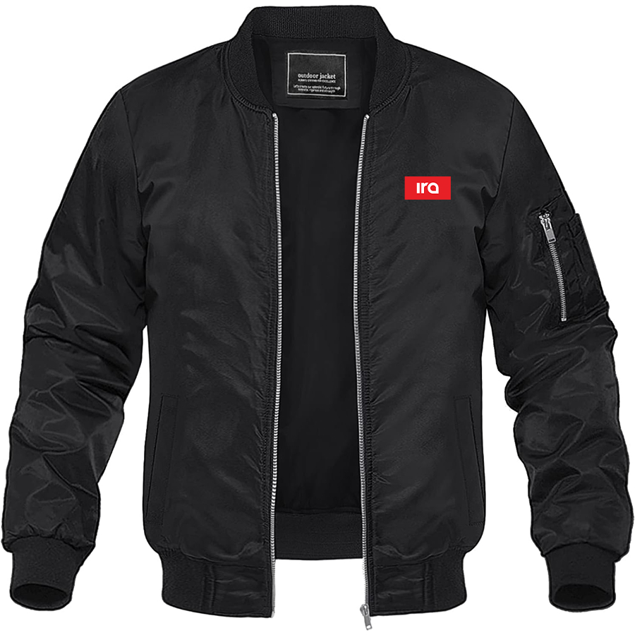 Men's IRA Logo Lightweight Bomber Jacket Windbreaker Softshell Varsity Jacket Coat
