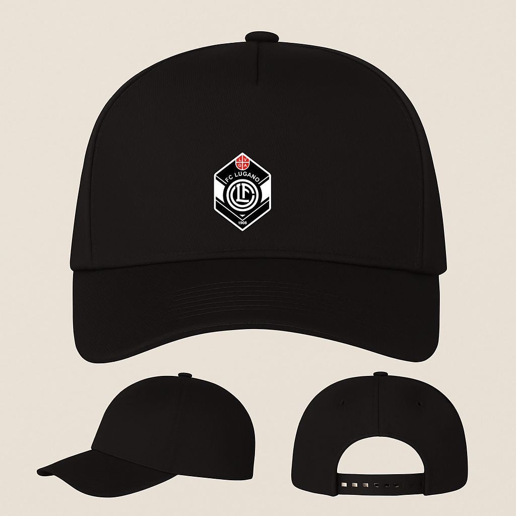 FC Lugano Soccer Logo Five Panel Twill Snapback Cap