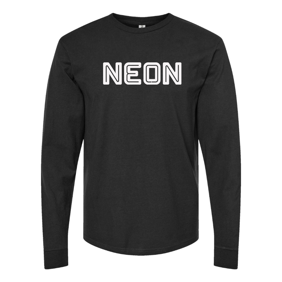 Men's  Neon Logo Cotton Long Sleeve T-Shirt
