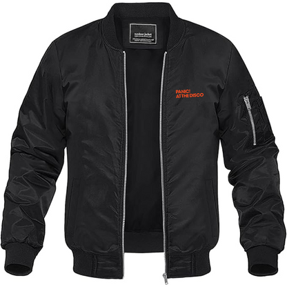 Men's Panic! At The Disco Logo Lightweight Bomber Jacket Windbreaker Softshell Varsity Jacket Coat