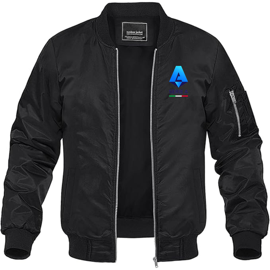 Men's Italian Serie A Logo Lightweight Bomber Jacket - Black