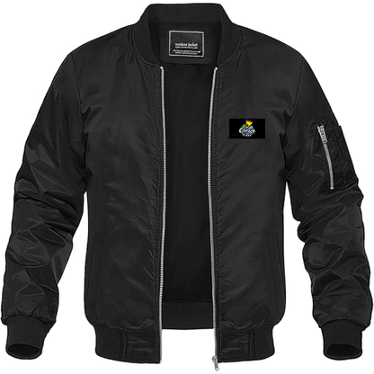 Men's Cartoon Pizza Logo Lightweight Bomber Jacket Windbreaker Softshell Varsity Jacket Coat