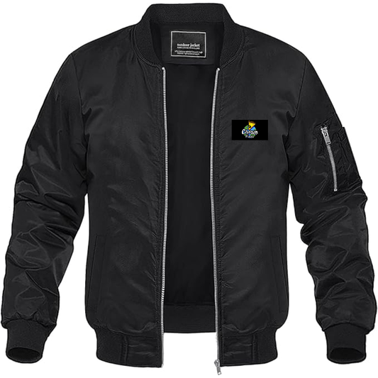 Men's Cartoon Pizza Logo Lightweight Bomber Jacket Windbreaker Softshell Varsity Jacket Coat