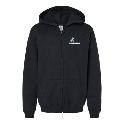 Gildan Heavy Blend Youth Samford Bulldogs Logo Full Zip Hooded Sweatshirt
