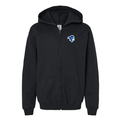 Gildan Heavy Blend Youth Seton Hall Pirates Logo Full Zip Hooded Sweatshirt