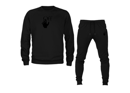 Men's Off-White Hand Crewneck Sweatshirt Joggers Suit