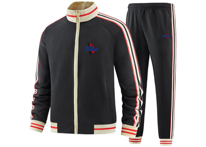 Men's Tulsa Golden Hurricane Tracksuit with Bold Striped Accents and Zippered Front Athletic Wear
