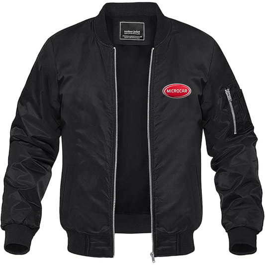 Men's Microcar Logo Lightweight Bomber Jacket Windbreaker Softshell Varsity Jacket Coat