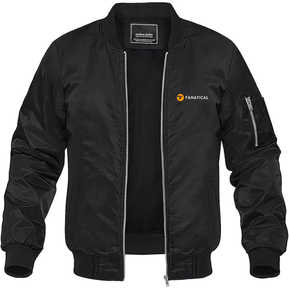 Men's Fanatical Logo Lightweight Bomber Jacket Windbreaker Softshell Varsity Jacket Coat