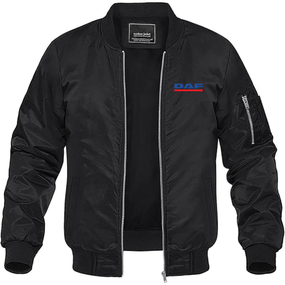 Men's DAF Logo Lightweight Bomber Jacket Windbreaker Softshell Varsity Jacket Coat