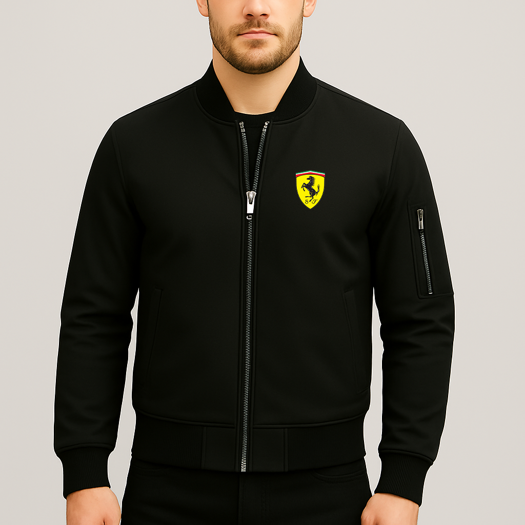 Men’s Ferrari Motorsport Car Lightweight Bomber Jacket - Black