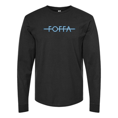 Men's Foffa Blue Logo Cotton Long Sleeve T-Shirt