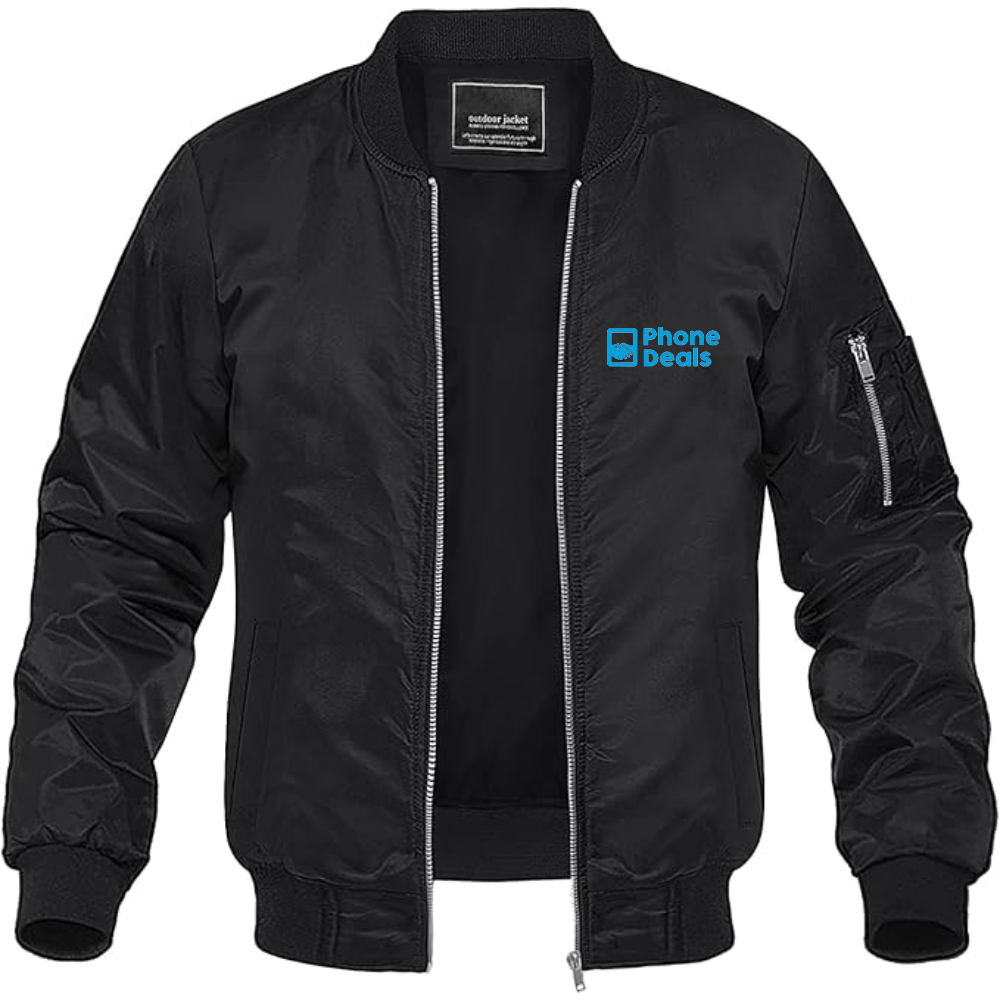 Men's MrPhoneDeals Logo Lightweight Bomber Jacket Windbreaker Softshell Varsity Jacket Coat