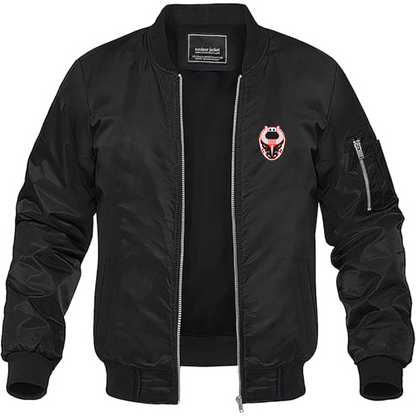 Men's Birmingham Bulls Logo Lightweight Bomber Jacket Windbreaker Softshell Varsity Jacket Coat