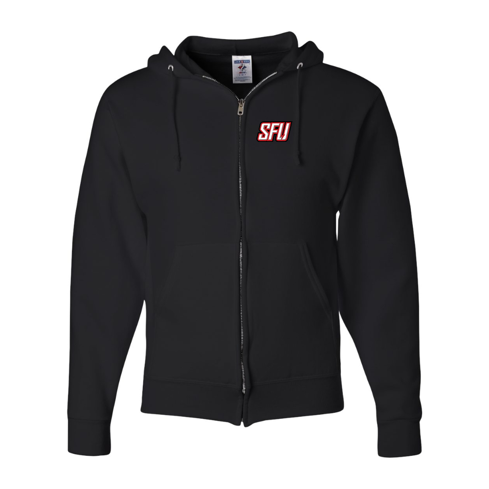 Men's Saint Francis Red Flash Logo JERZEES NuBlend Full-Zip Hooded Sweatshirt