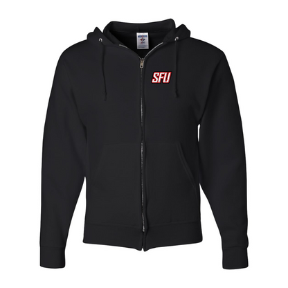 Men's Saint Francis Red Flash Logo JERZEES NuBlend Full-Zip Hooded Sweatshirt